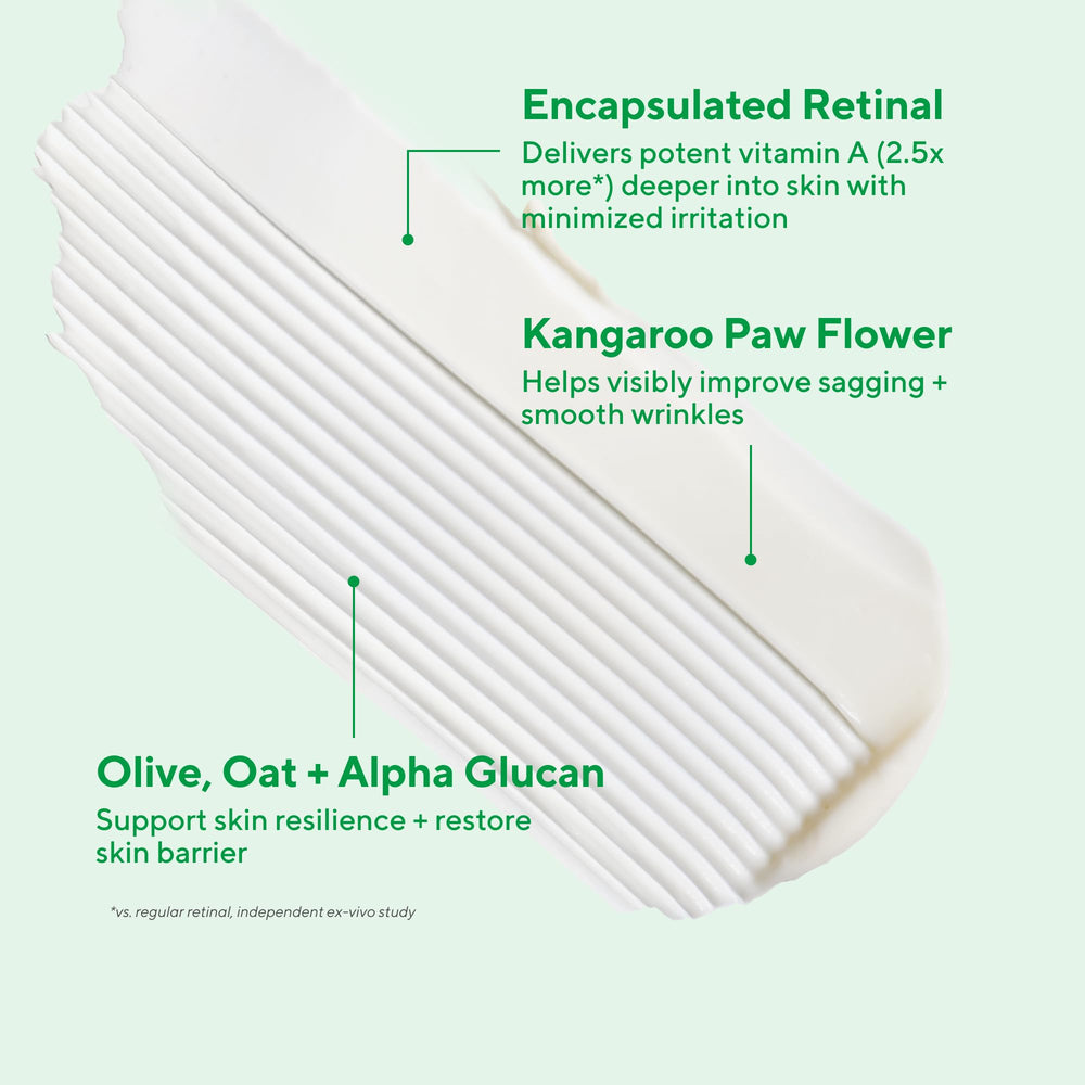 Murad Retinal ReSculpt ingredients olive-oil kangaroo-paw closeup.