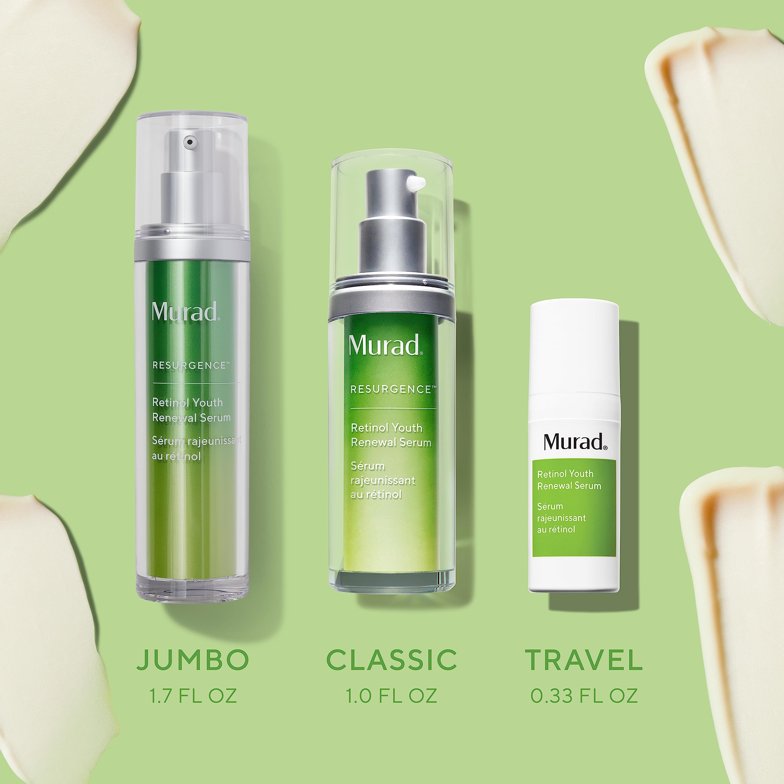 Murad Retinol Youth Renewal Serum dispense pump demonstrates controlled application and mess-free use.