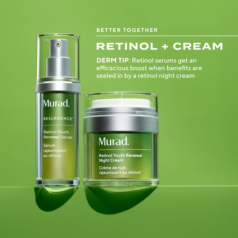 User massaging Murad Retinol Youth Renewal Serum into neck area.