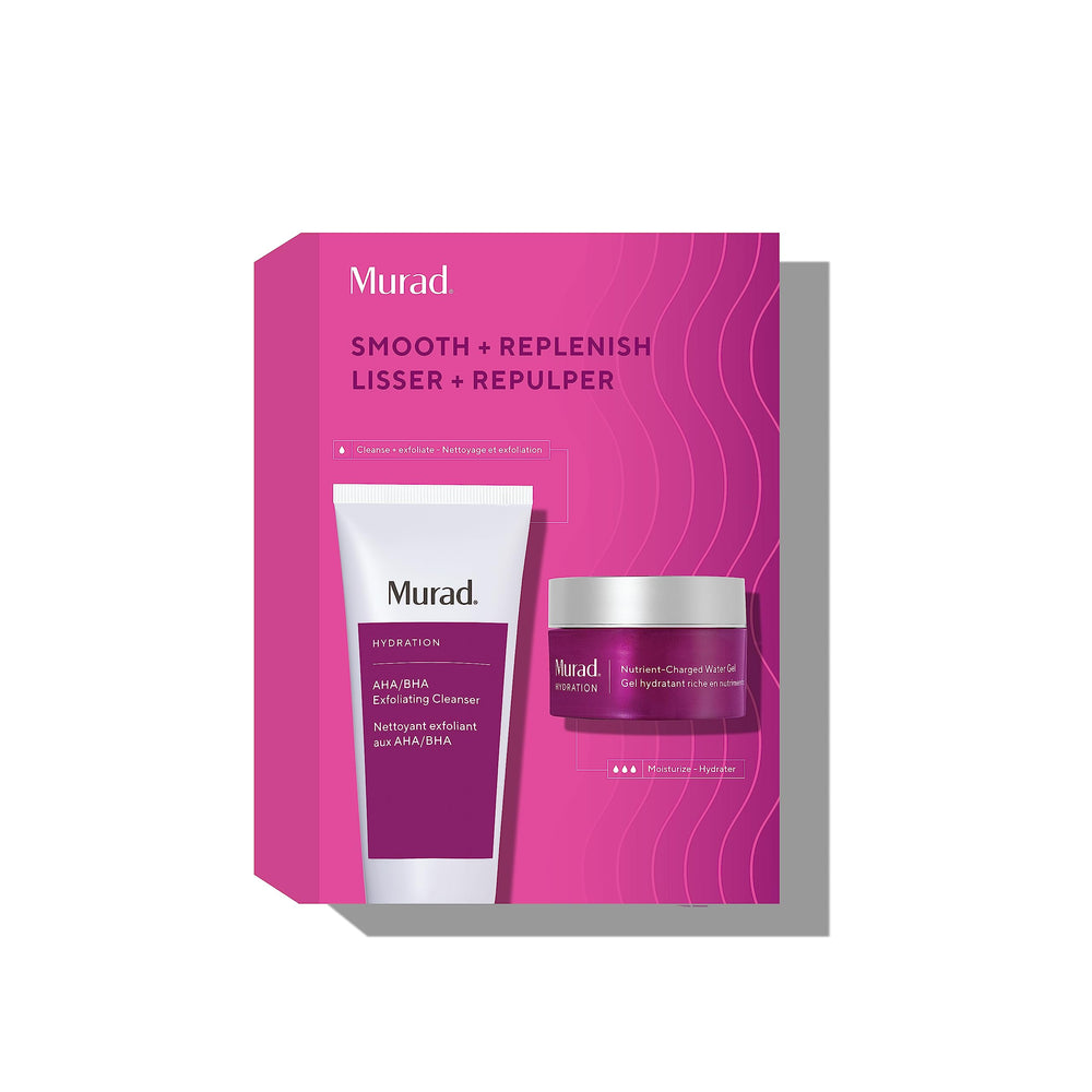 Murad Smooth & Replenish cleanser pump with creamy exfoliation for smoother skin.