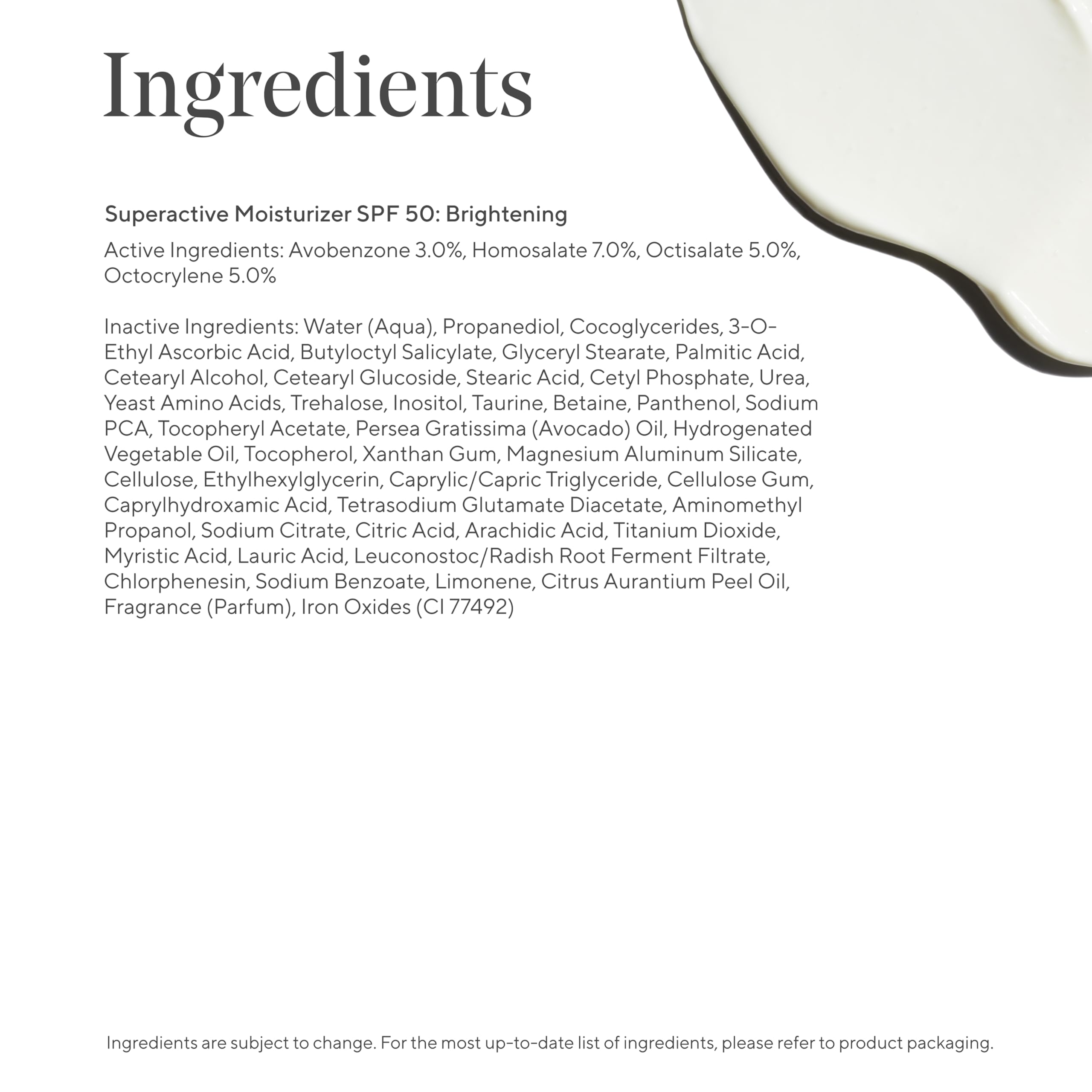 Application shot showing Murad SPF 50 moisturizer being spread evenly on skin.