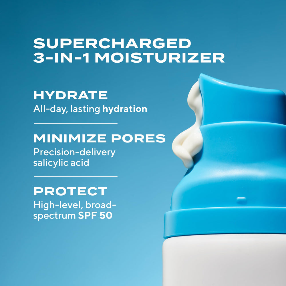Murad Superactive Mattifying Oil SPF50 dispenser highlights fast-absorbing sunscreen protection.