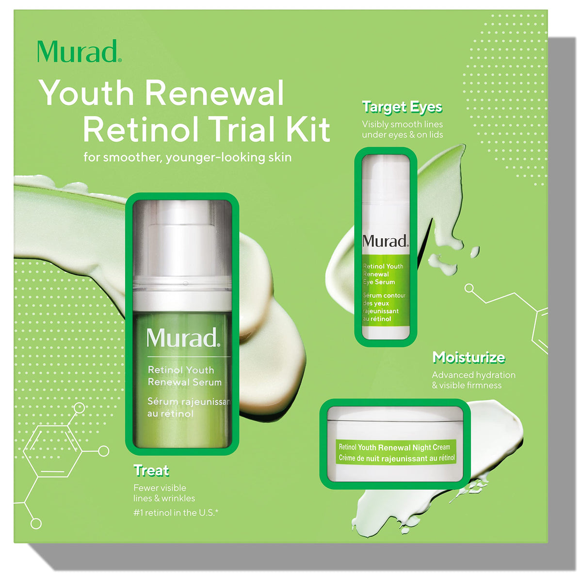 Murad Youth Renewal Serum bottle showing fast-acting retinol benefit.