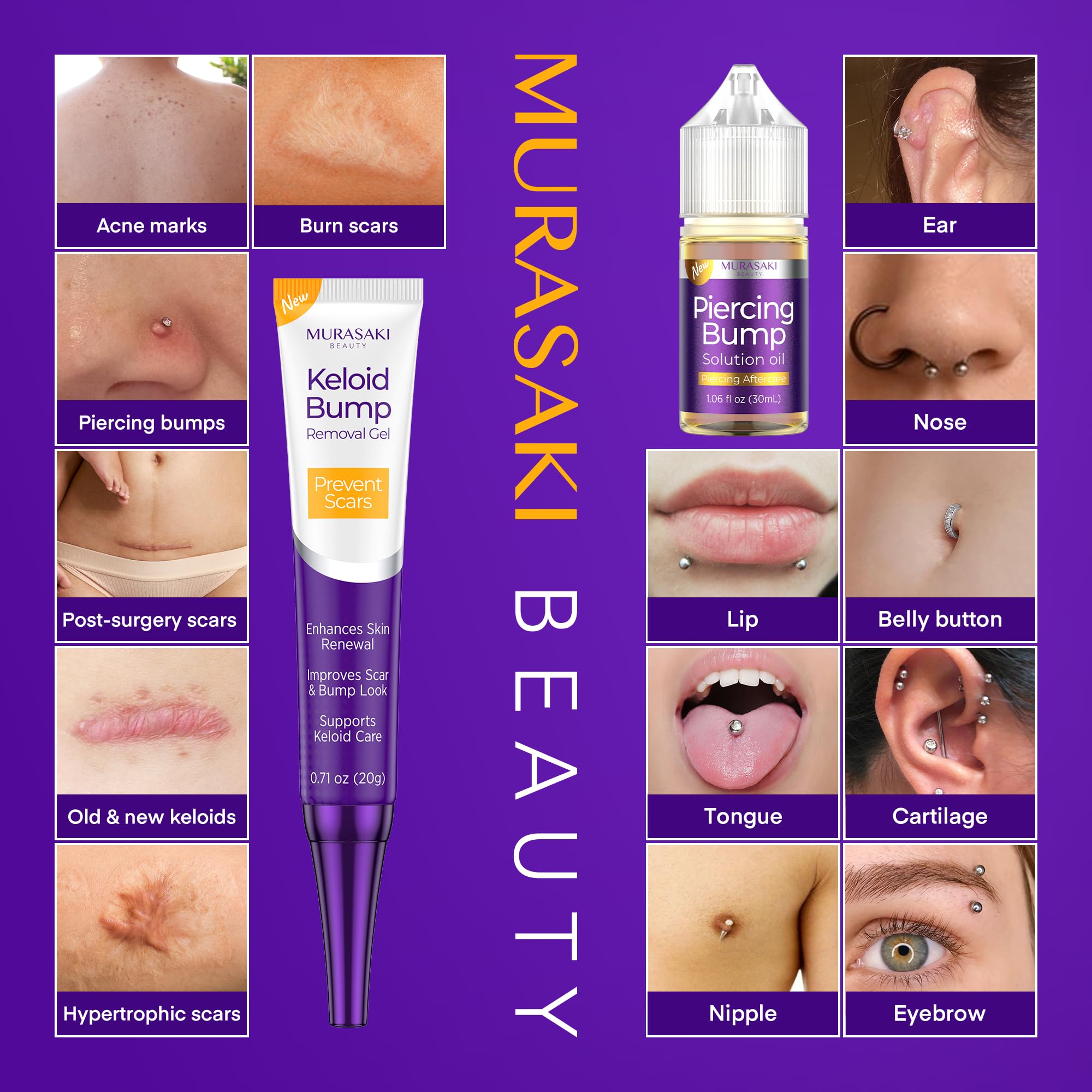 MURASAKI BEAUTY Piercing care set packaging highlighting two-step routine