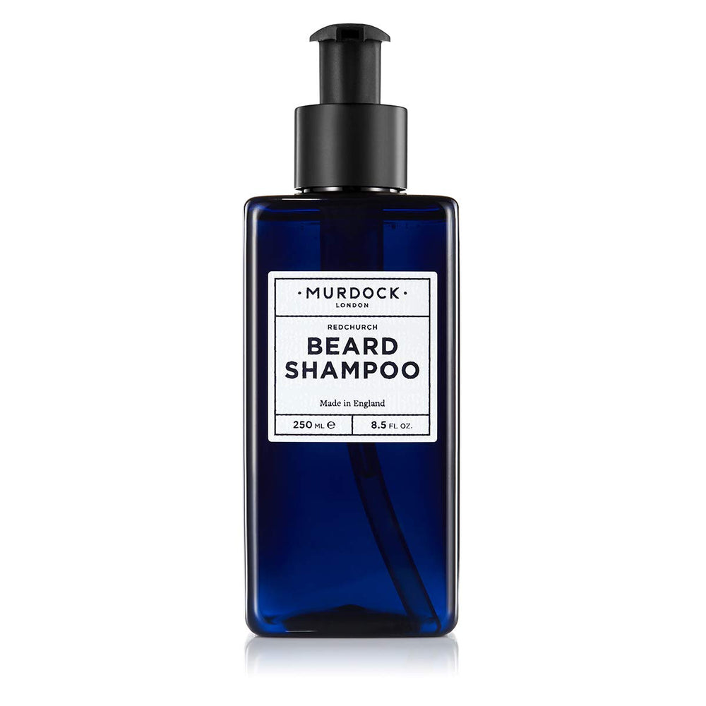 Murdock London beard shampoo bottle showing natural oils for hydration.