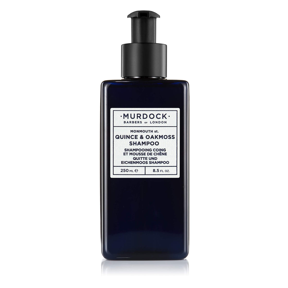 Murdock London Quince & Oakmoss shampoo bottle for daily cleansing.