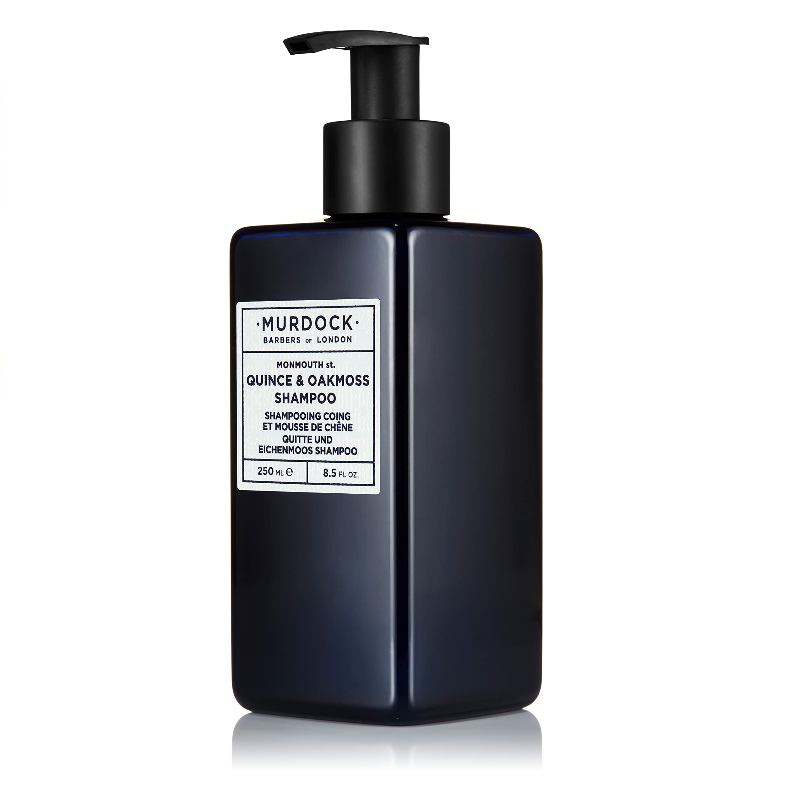 Quince & Oakmoss shampoo foam texture suggesting mild cleansing.