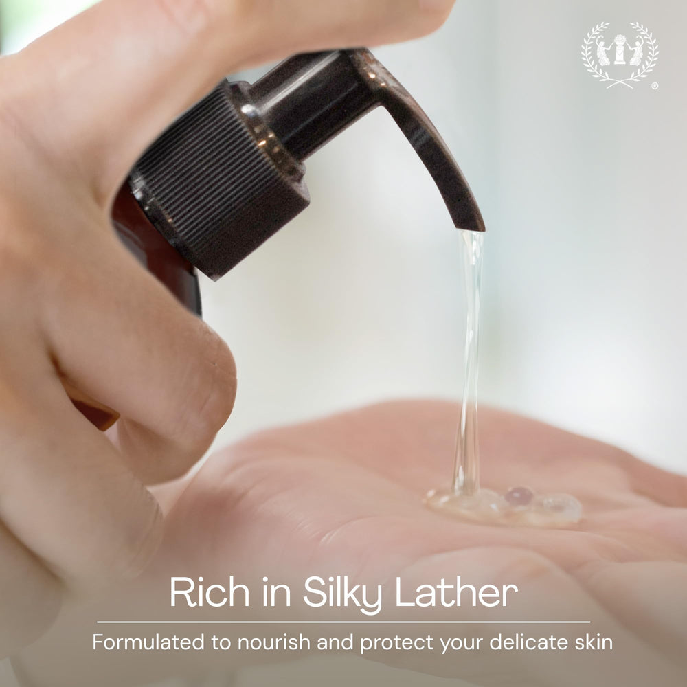 Steam rises from Muse Apothecary Hand Ritual bottle, evoking aromatherapy during hand washing.