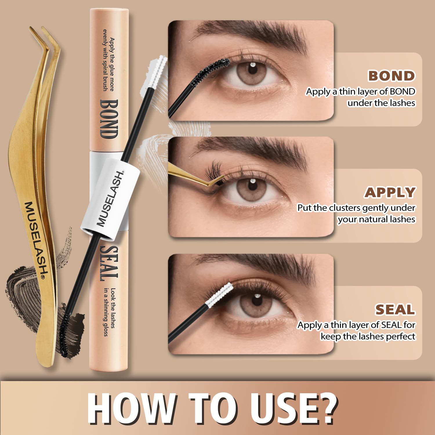 MUSELASH 8-16mm mix lengths enable gradient and wispy styles.