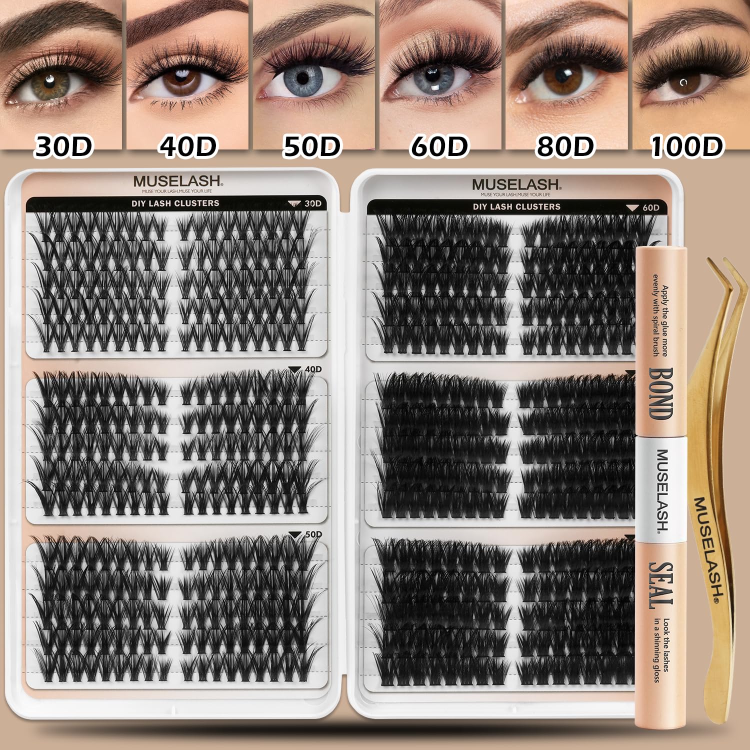 MUSELASH bond and seal dual end for secure DIY lash application.