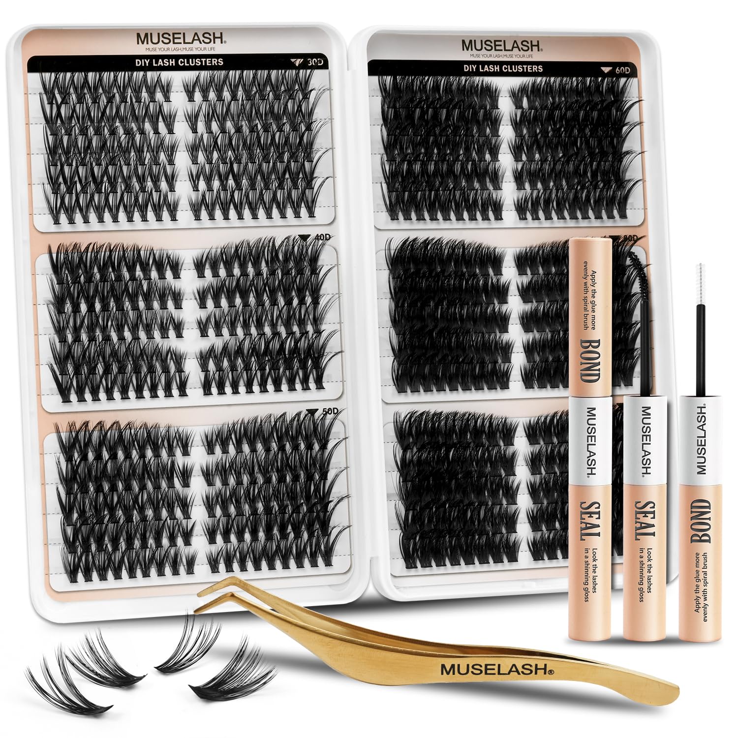 MUSELASH pre map lash clusters 530pcs for versatile at home volume looks.