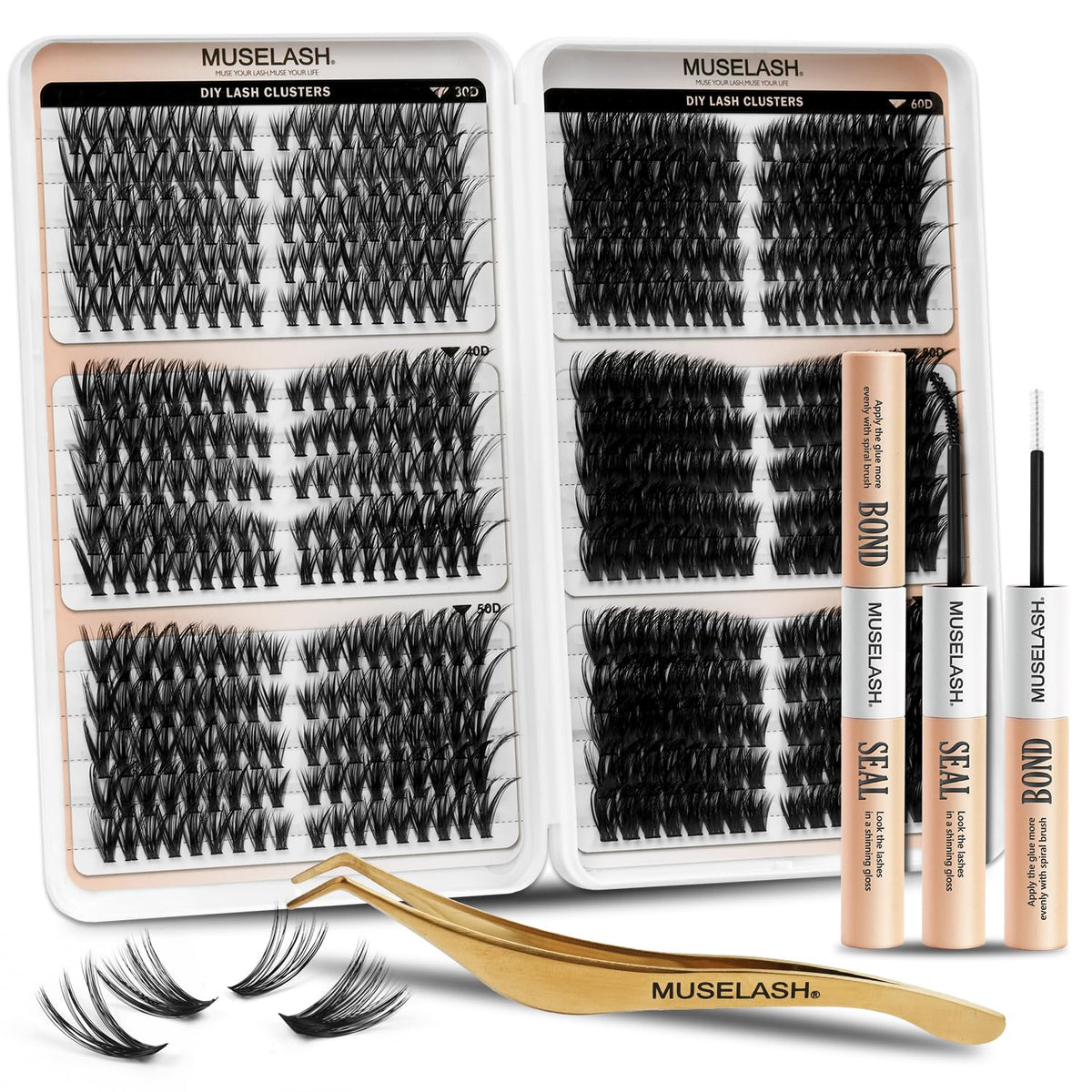 MUSELASH pre map lash clusters 530pcs for versatile at home volume looks.