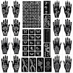 MuseLuxe Henna stencils kit cover shows versatile designs for body, face, and hands.