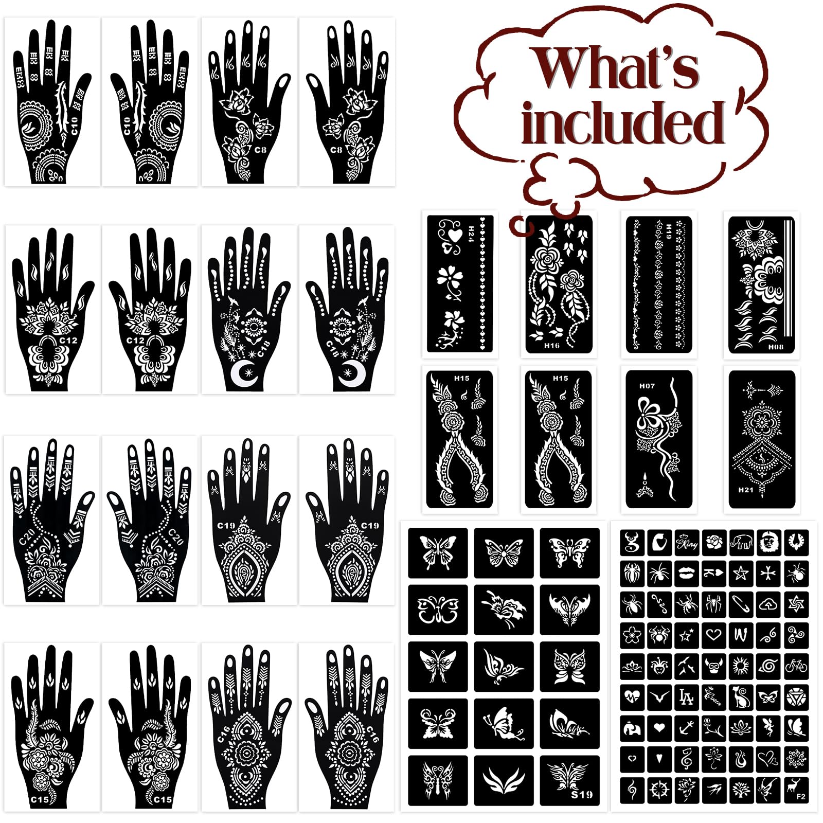MuseLuxe henna stencils hand-stencil sample enables quick, mess-free temporary body art.