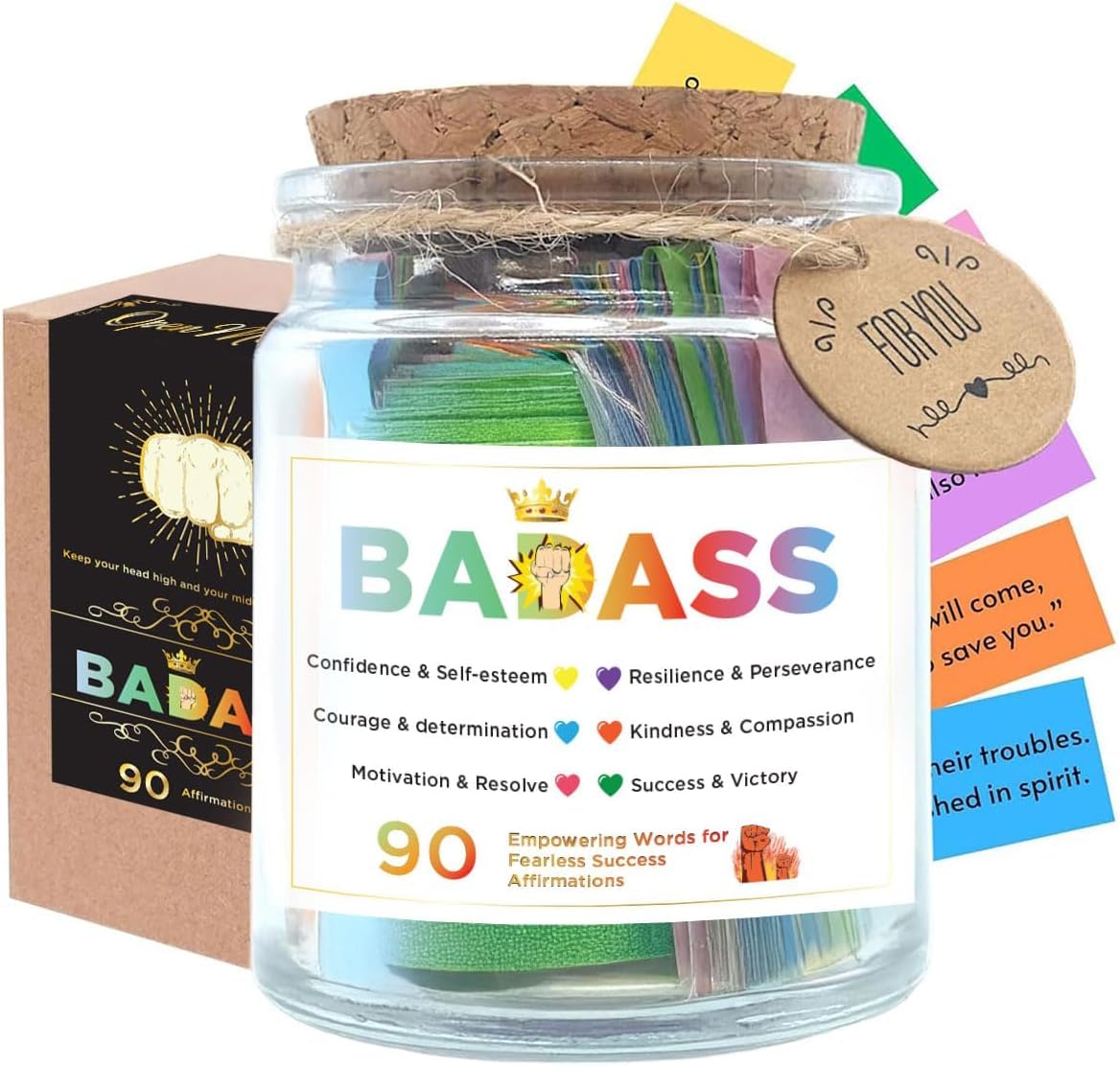 Musemory Badass Affirmation Jar beside a journal for intention setting