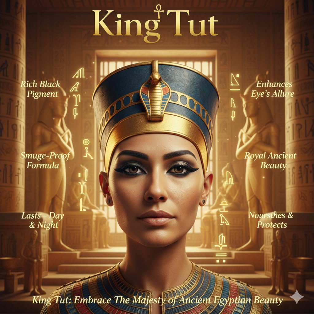Ancient Egyptian-inspired King Tut eyeliner powder adds a luxurious touch to your look.