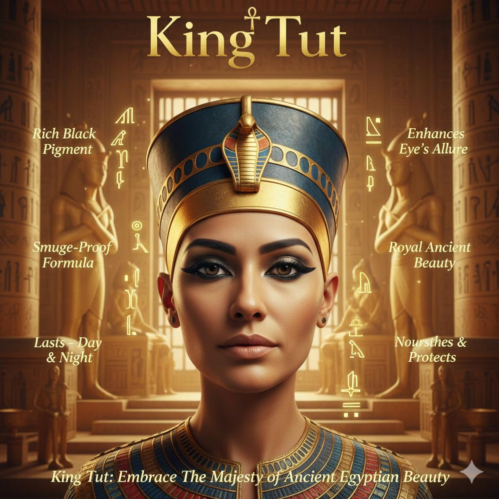 Ancient Egyptian-inspired King Tut eyeliner powder adds a luxurious touch to your look.