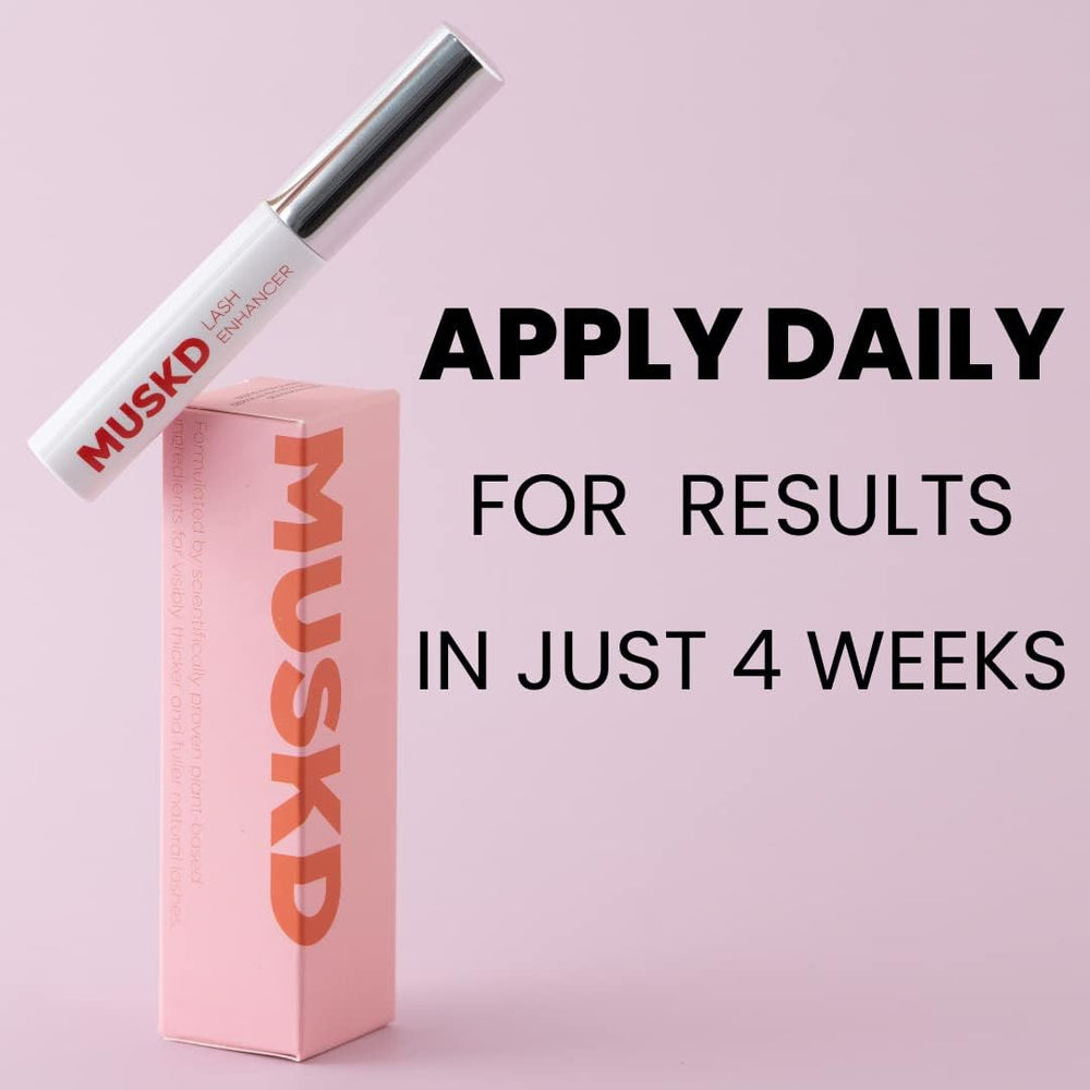 MUSKD eyelash growth serum fine-tip applicator enabling precise daily use.