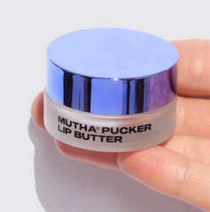 MUTHA Pucker Lip Butter Clear closeup highlighting glossy hydration for daily use