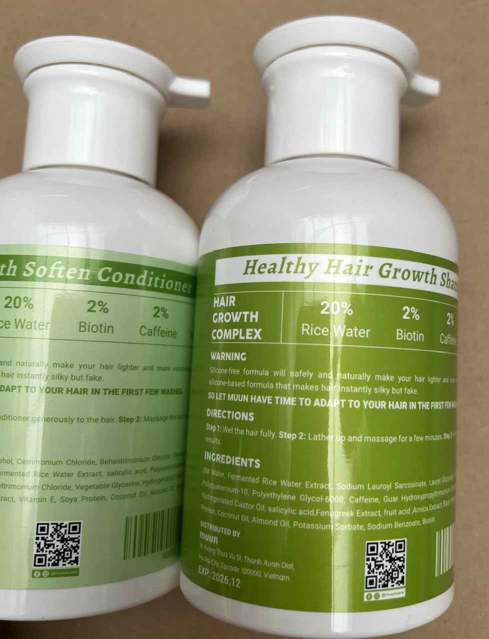 Muun bottle with ingredients illustration suggesting scalp-friendly routine