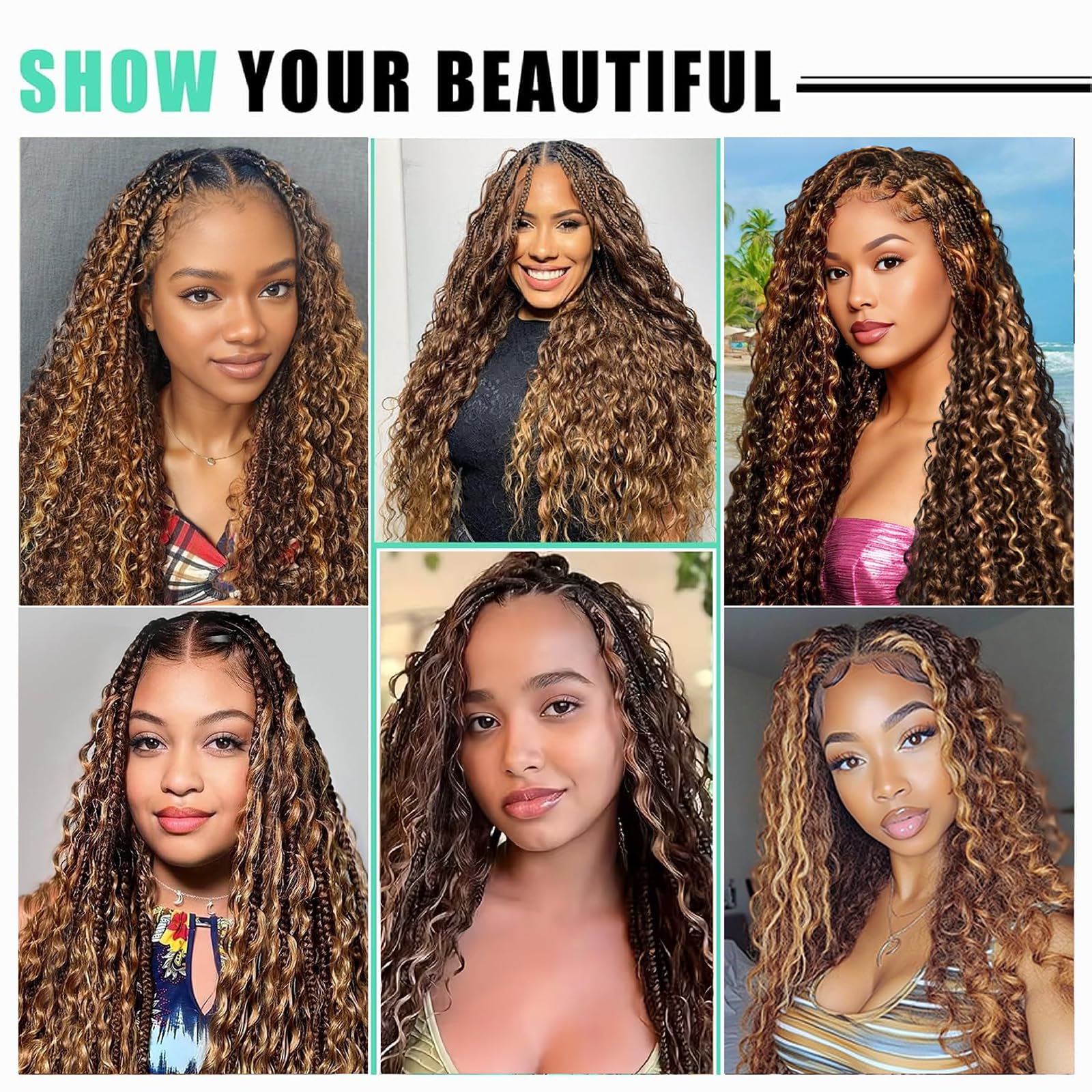 MUXFILLA 16in highlight curly hair for wedding and vacations