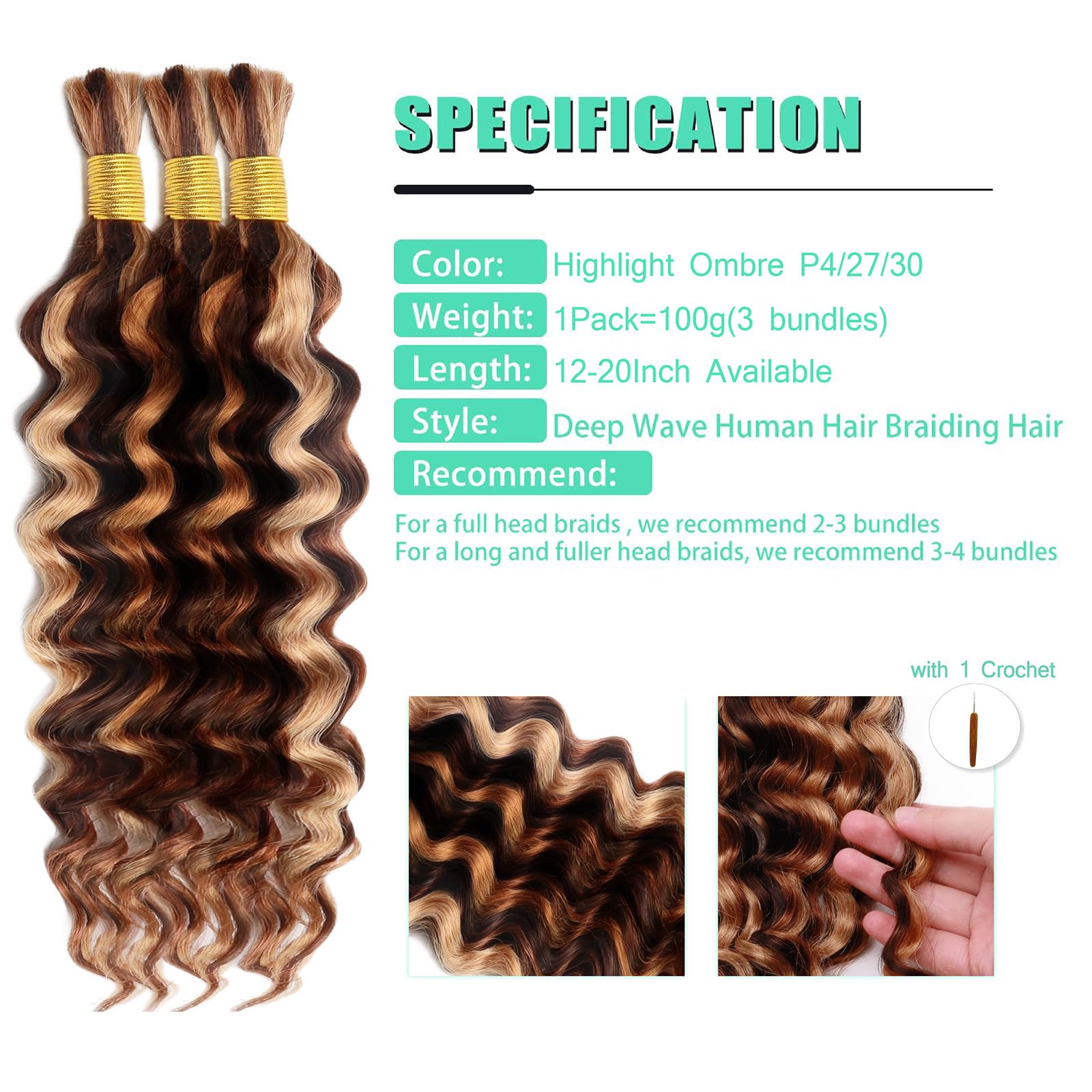 MUXFILLA deep wave braid hair for knotless box braids and twists