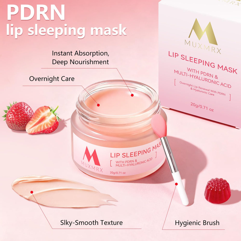 Muxmrx lip mask applicator shown for mess-free nightly use.
