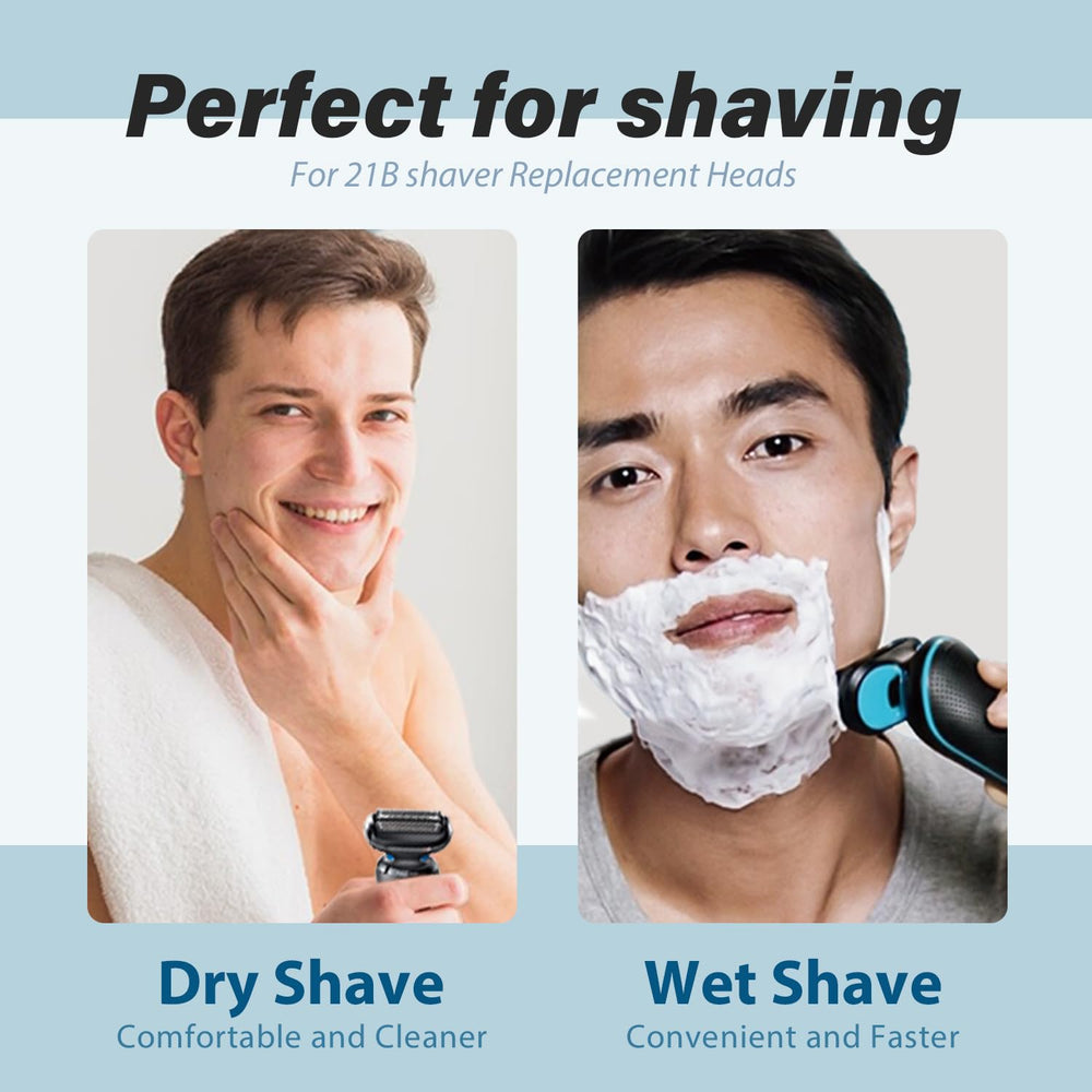 Muyfguo floating 3-blade technology close-up for a closer shave on sensitive skin.