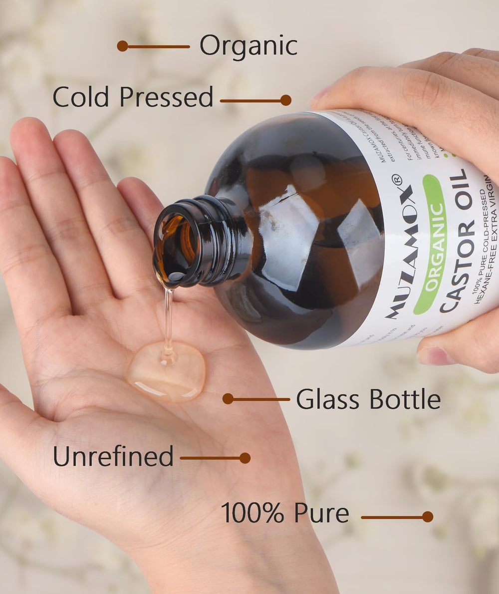 MUZAMOX Castor Oil scalp massage may support healthier hair and follicles.