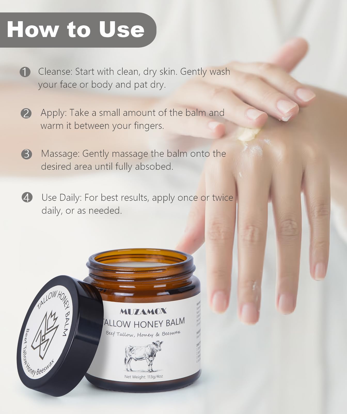 MUZAMOX all-skin-types moisturizer suitable for targeted or all-over use.