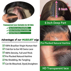 muzijet 30-inch lace front wig natural luster highlights softness and fullness