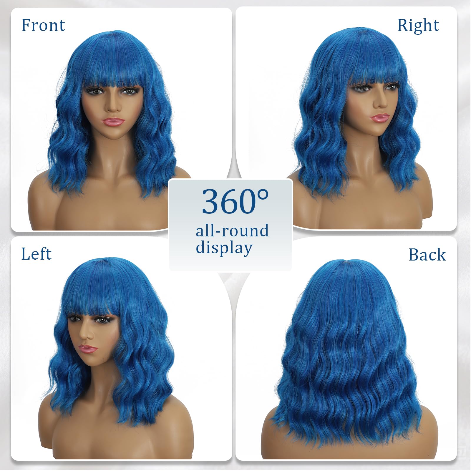 Mxayhnajxl cosplay-ready blue wavy wig for bold looks.