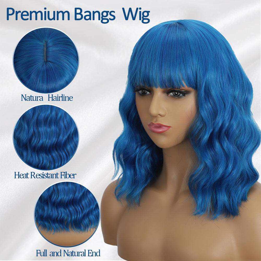Mxayhnajxl short wavy bob with bangs, ideal for cosplay.