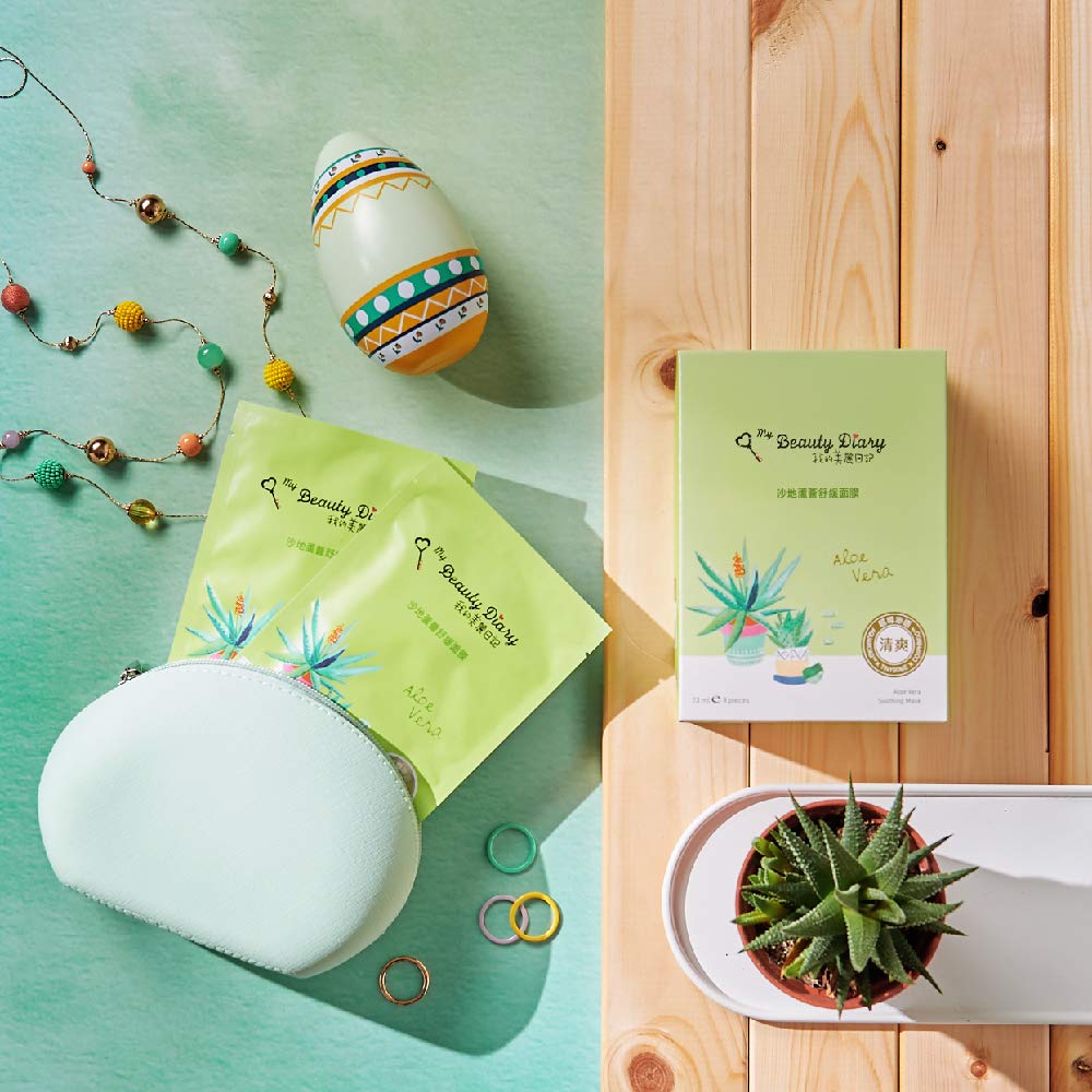 Aloe Vera Soothing Mask sheet ready for application and hydration.