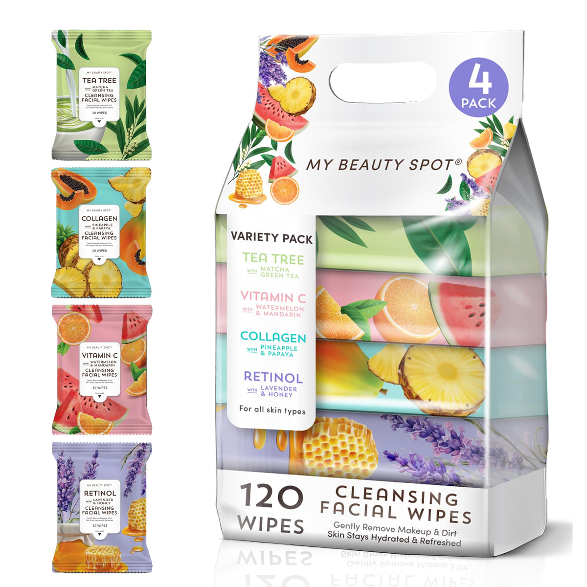 My Beauty Spot tea tree wipes for purifying skin and makeup removal.