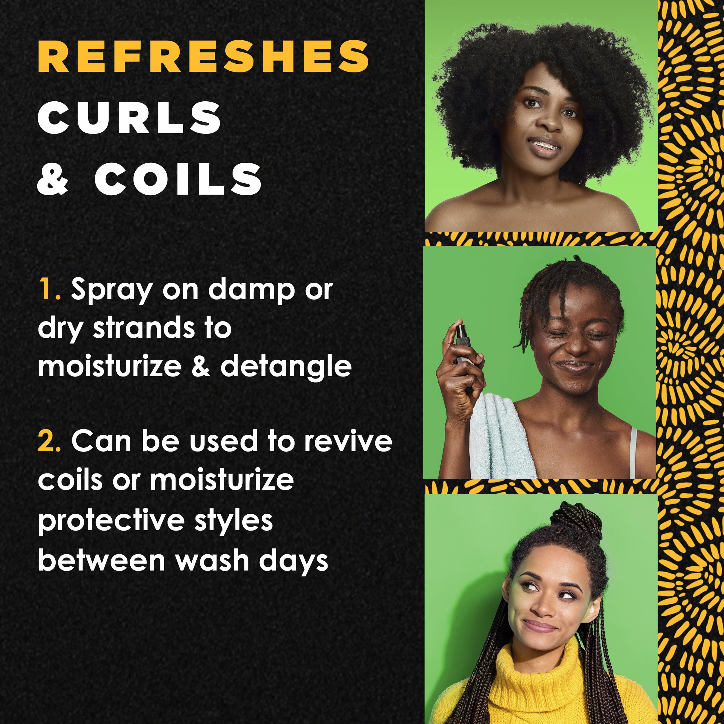 MY BLACK IS BEAUTIFUL Detangling Spray label close-up shows sulfate-free formula for curly care