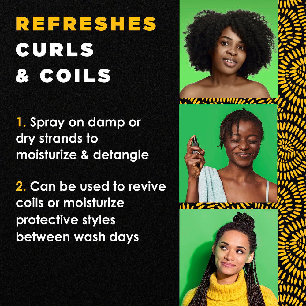 MY BLACK IS BEAUTIFUL Detangling Spray label close-up shows sulfate-free formula for curly care