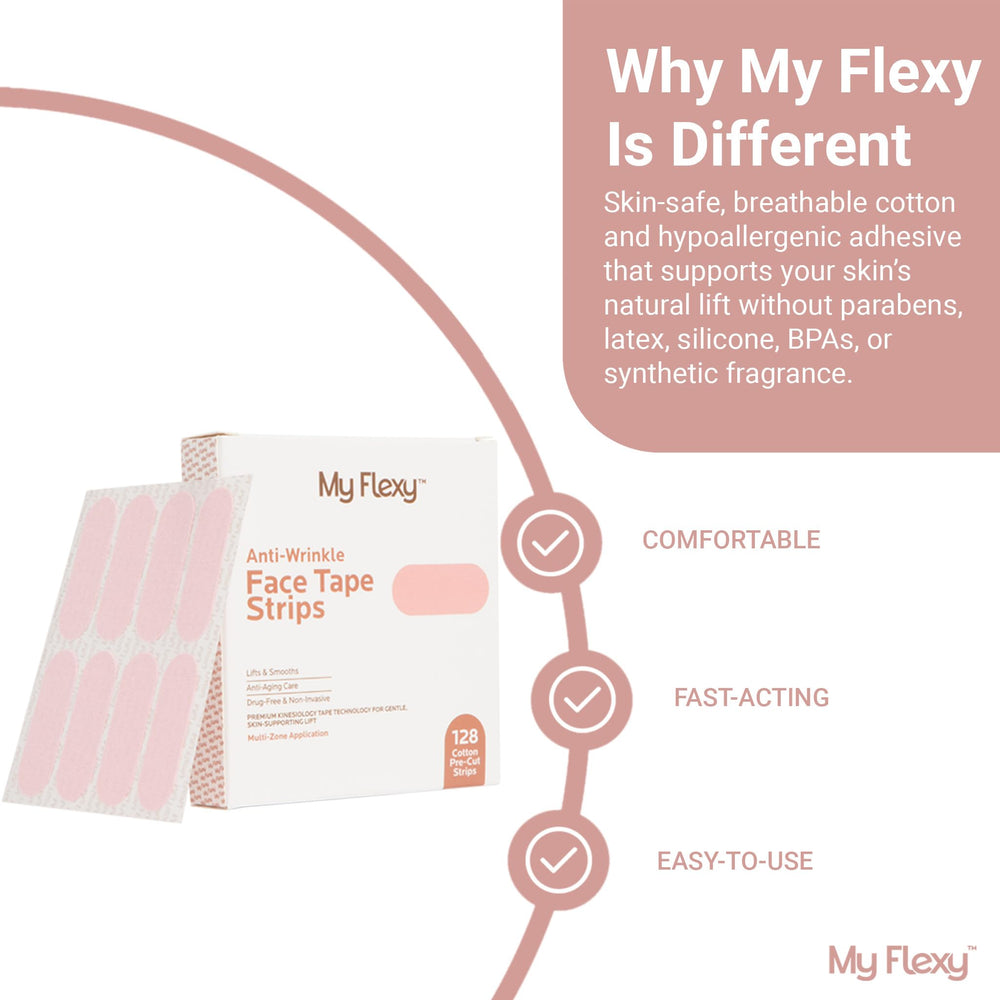 My Flexy Face Tape breathable cotton construction supports skin.