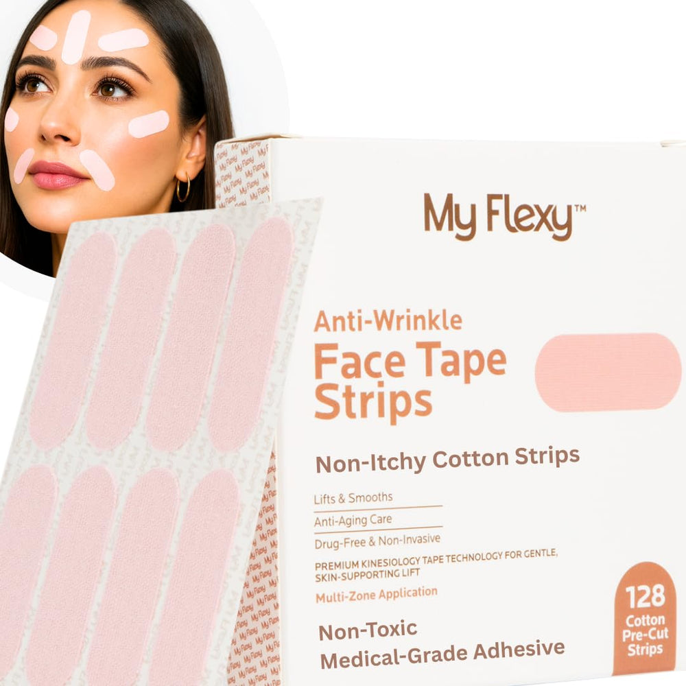My Flexy Face Tape forehead strips for overnight smoothing and lift.