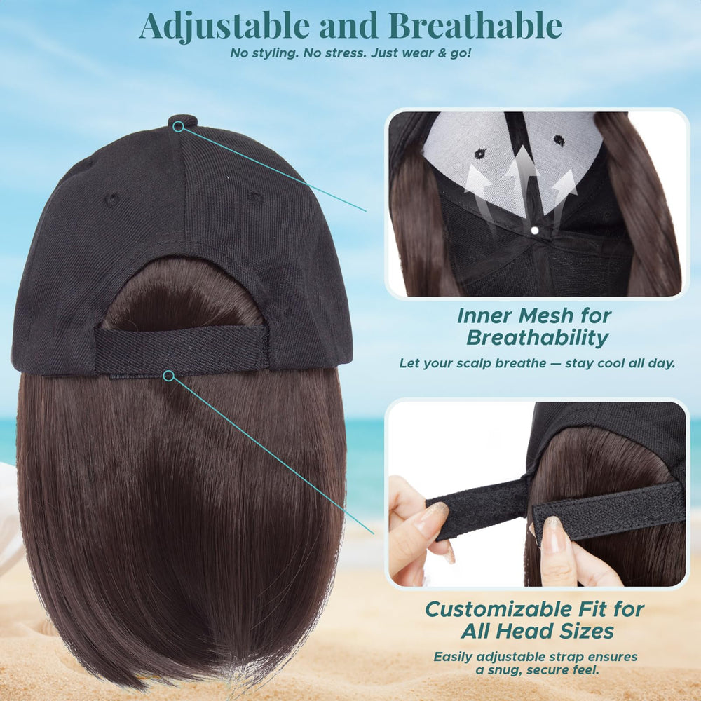 MY-LADY adjustable Velcro baseball cap hairpiece for secure fit and quick styling