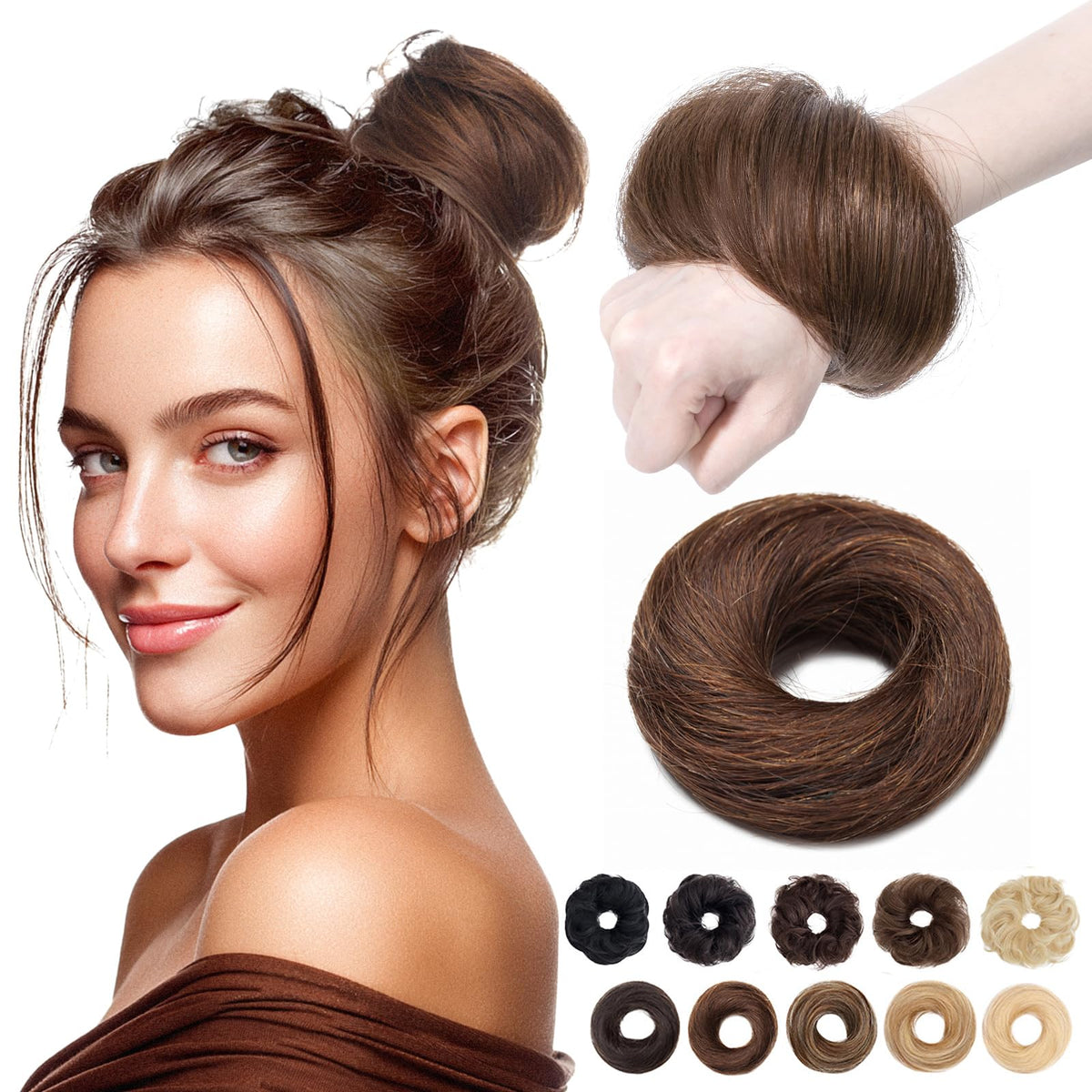 MY-LADY Messy Bun Hair Piece close-up shows natural texture for seamless blending