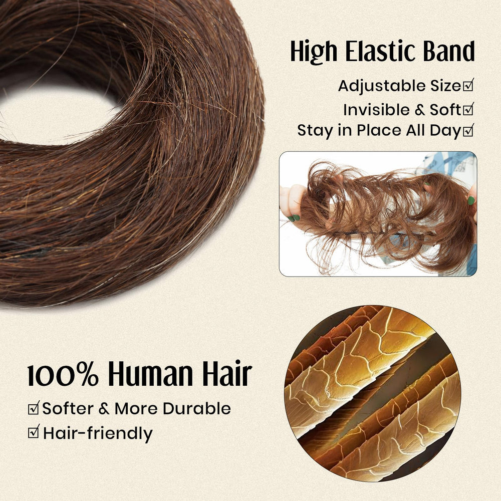 MY-LADY Messy Bun Hair Piece on model with ponytail wrap for quick volume