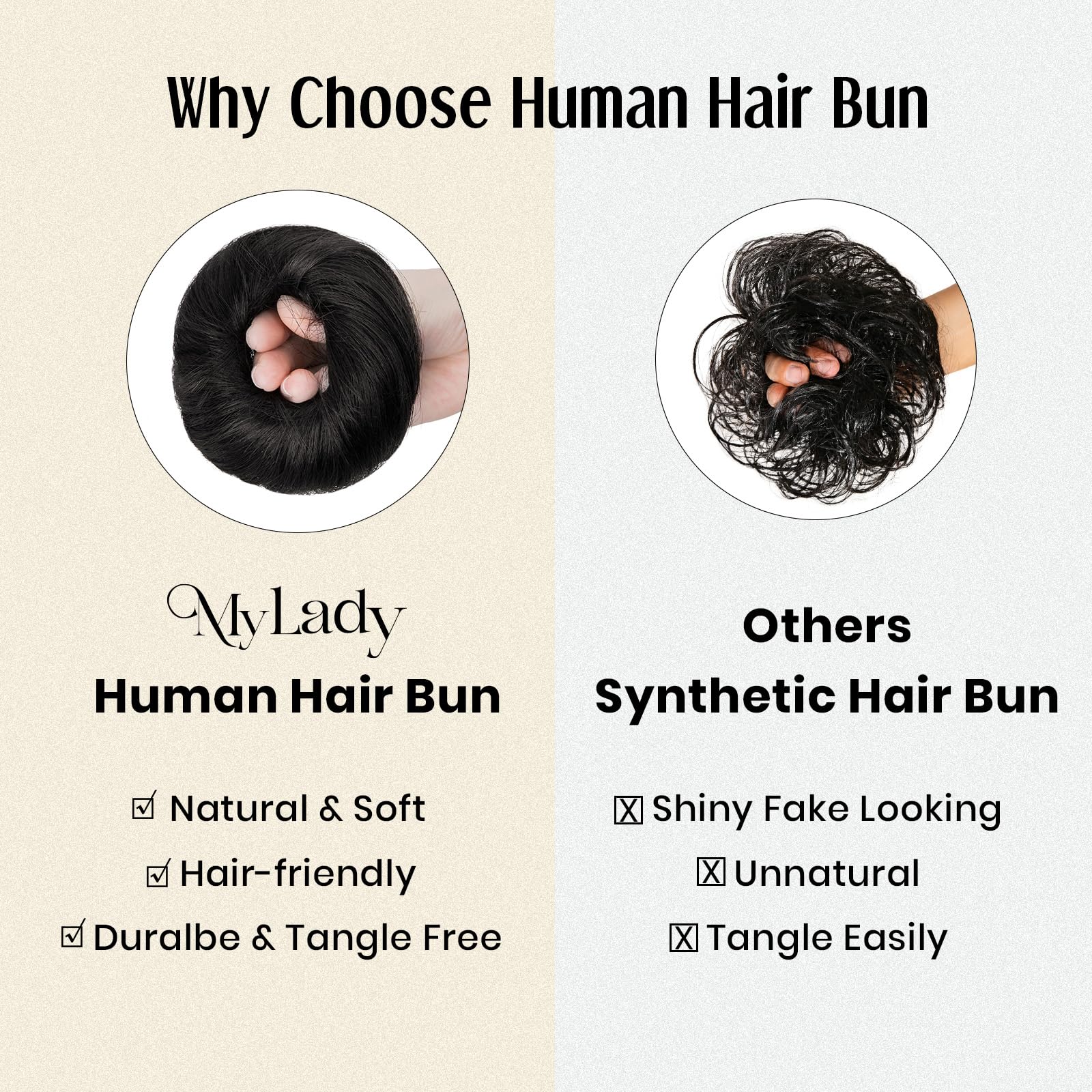 MY-LADY Messy Bun Hair Piece real human hair texture enhances natural look