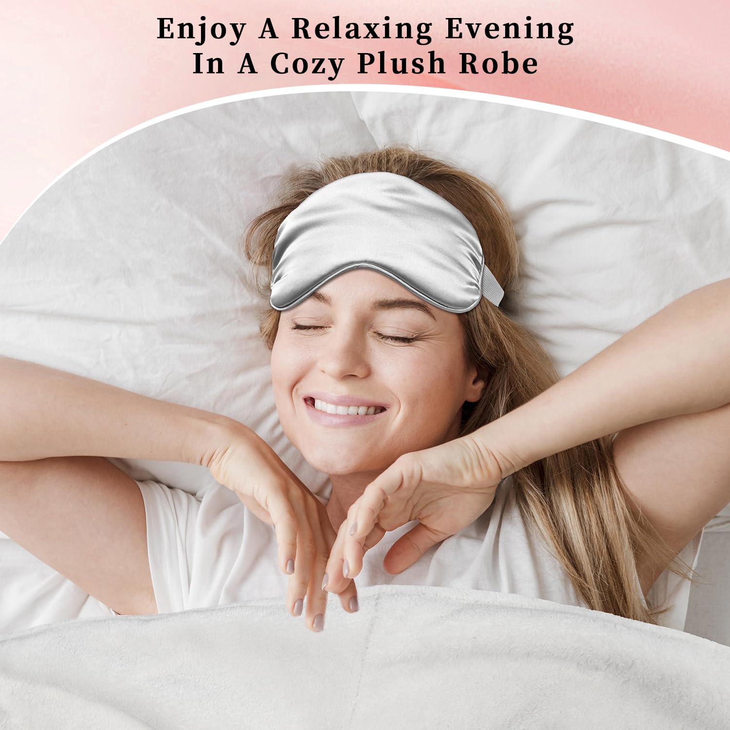 My Novel Things silky eye mask blocks light for better sleep.