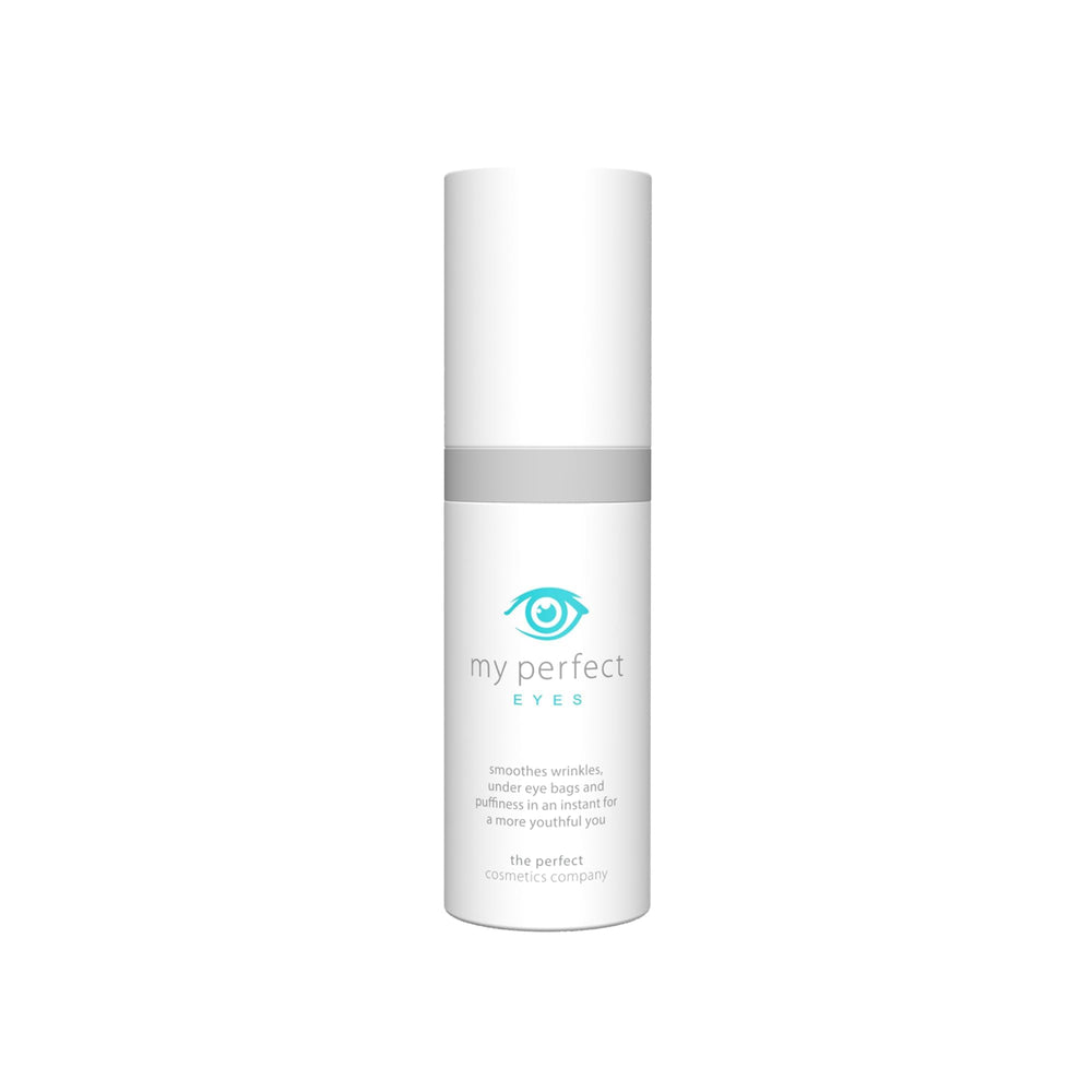 My Perfect Eyes bottle closeup highlighting instant wrinkle smoothing