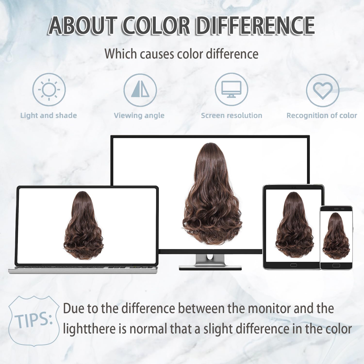 Mychanson mixed brown 16-inch ponytail offers versatile styling options.