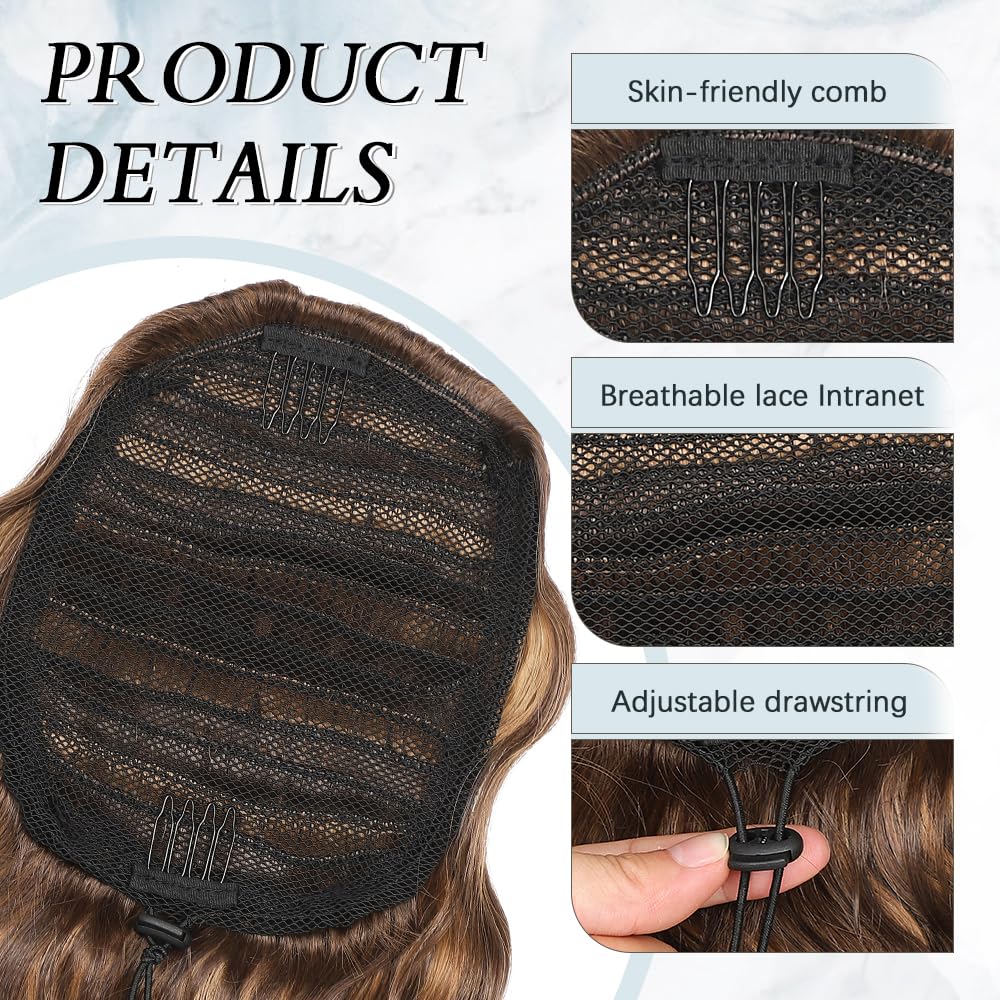 Close-up of curly-wavy fiber texture from Mychanson for a realistic hair look.