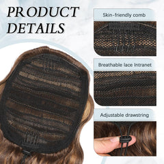 Close-up of curly-wavy fiber texture from Mychanson for a realistic hair look.