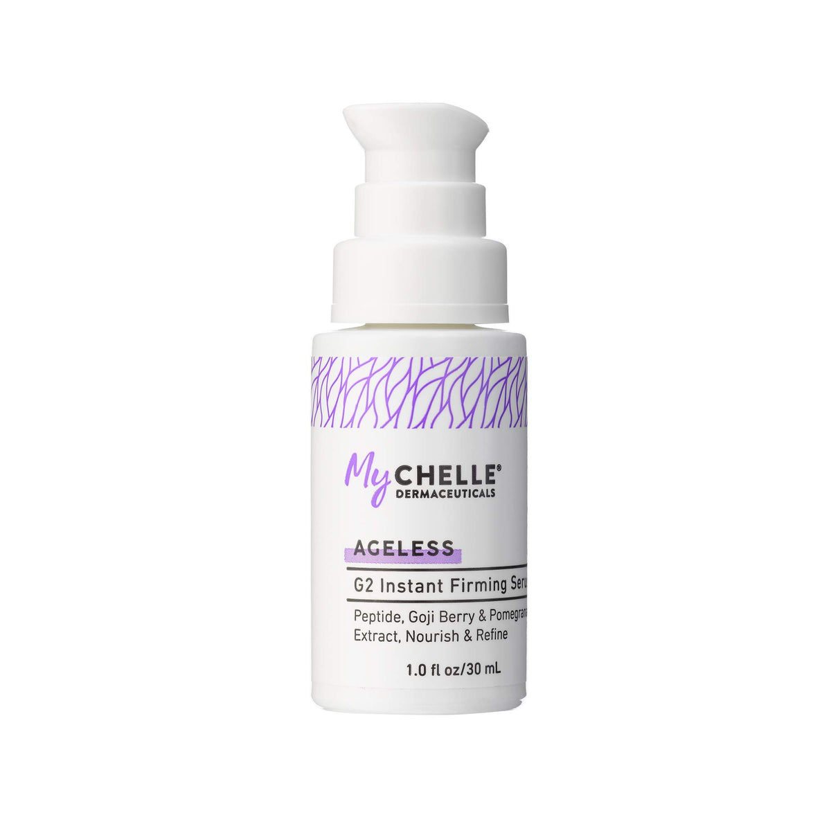 MyCHELLE G2 Instant Firming Serum bottle showcases sleek packaging for easy daily use.