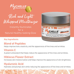 MyCHELLE Illuminating Peptide-Rich Whipped Moisturizer applied to face for radiant glow